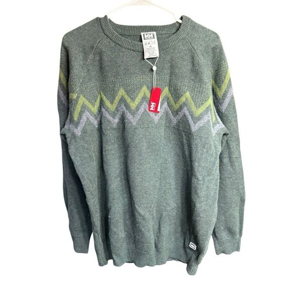 Helly Hansen Sweater XL Wool Blend 62918 Green Outdoors Gorpcore Hiking - Picture 1 of 9